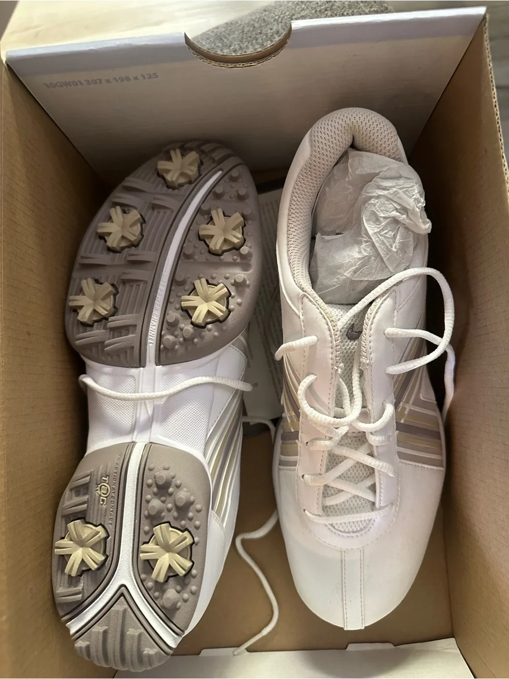 Nike Women’s White and Tan Athletic Golf Shoes